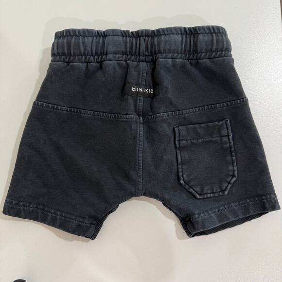 Minikid Gray Anthracite Charcoal Marmo Biker Paneled Shorts Size 12-18 Months - Picture 4 of 4